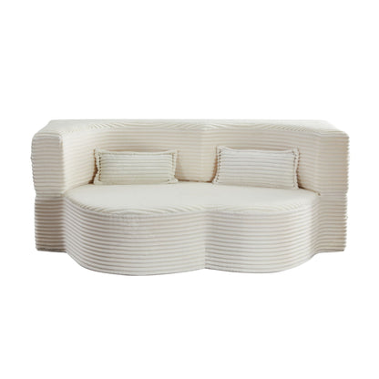 Floor convertible sleeper sofa bed by HouseOfZazla in beige corduroy with 2 pillows on Tampa Home & Garden Store
