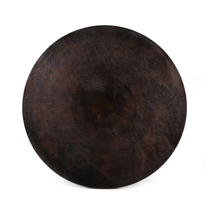 Dark brown round dining table top, part of 3 Piece Dining Set with Upholstered Chairs on Tampa Home & Garden Store