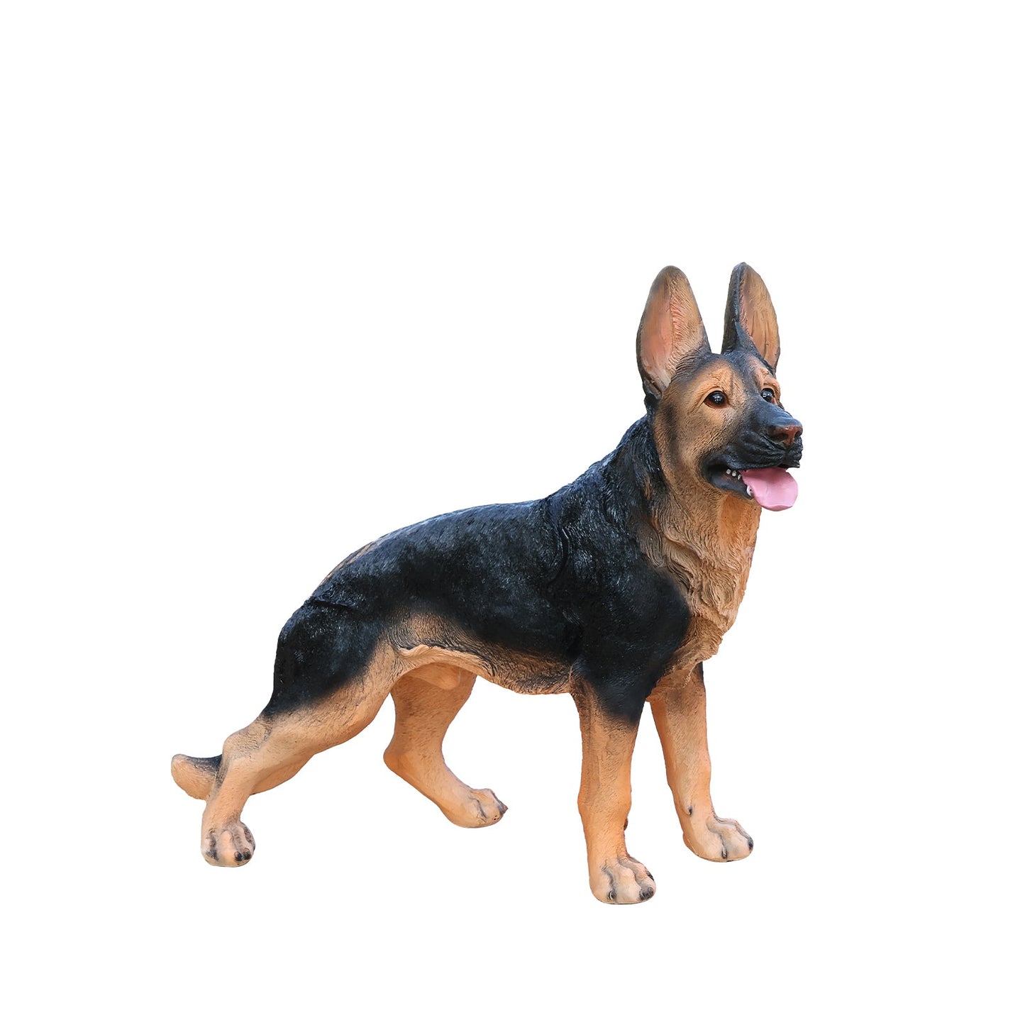 Outdoor German Shepherd Dog Statue, black and tan, lifelike by HouseOfZazla garden decor on Tampa Home & Garden Store