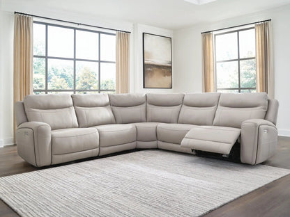 Gravier reclining sectional by Unique Piece Furniture in light gray upholstery on Tampa Home & Garden Store