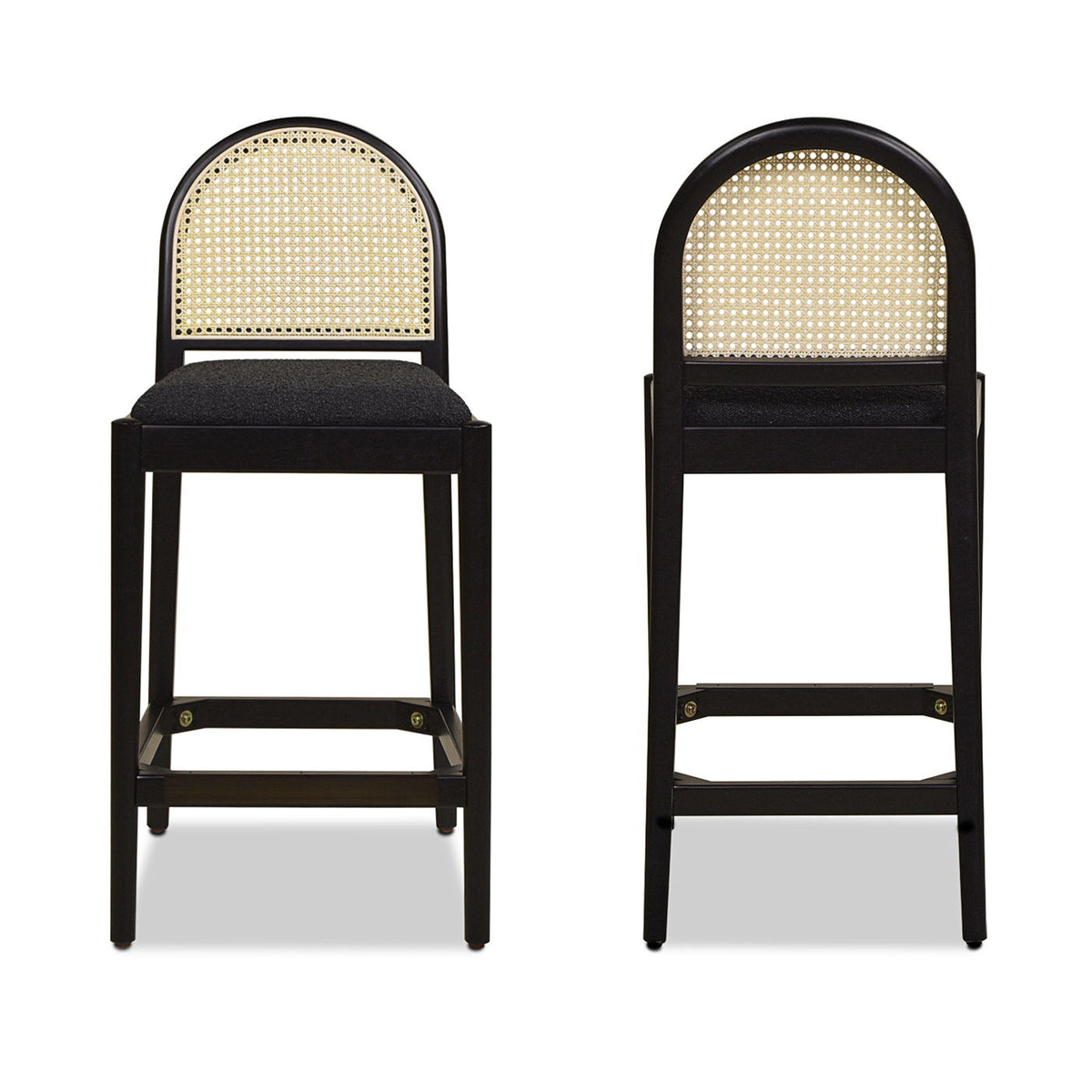 Curved back cane counter stools, black frame, cane webbing back, 2-pack by HouseOfZazla on Tampa Home & Garden Store