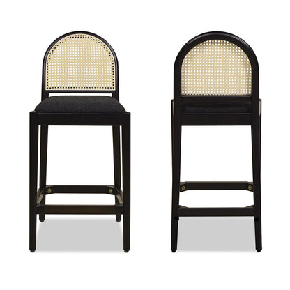 Curved back cane counter stools, black frame, cane webbing back, 2-pack by HouseOfZazla on Tampa Home & Garden Store