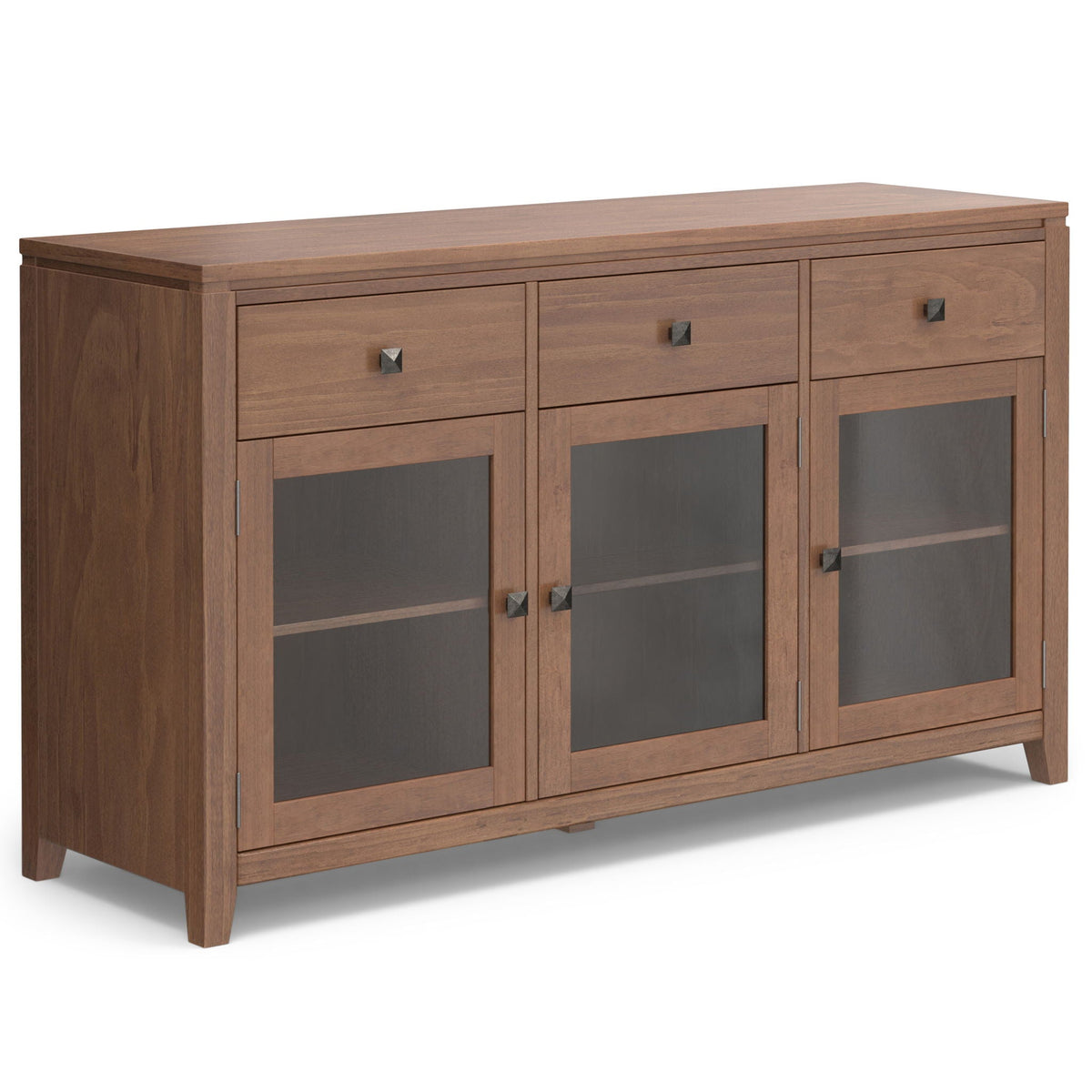 Handcrafted sideboard buffet with glass doors in warm walnut wood by HouseOfZazla on Tampa Home & Garden Store