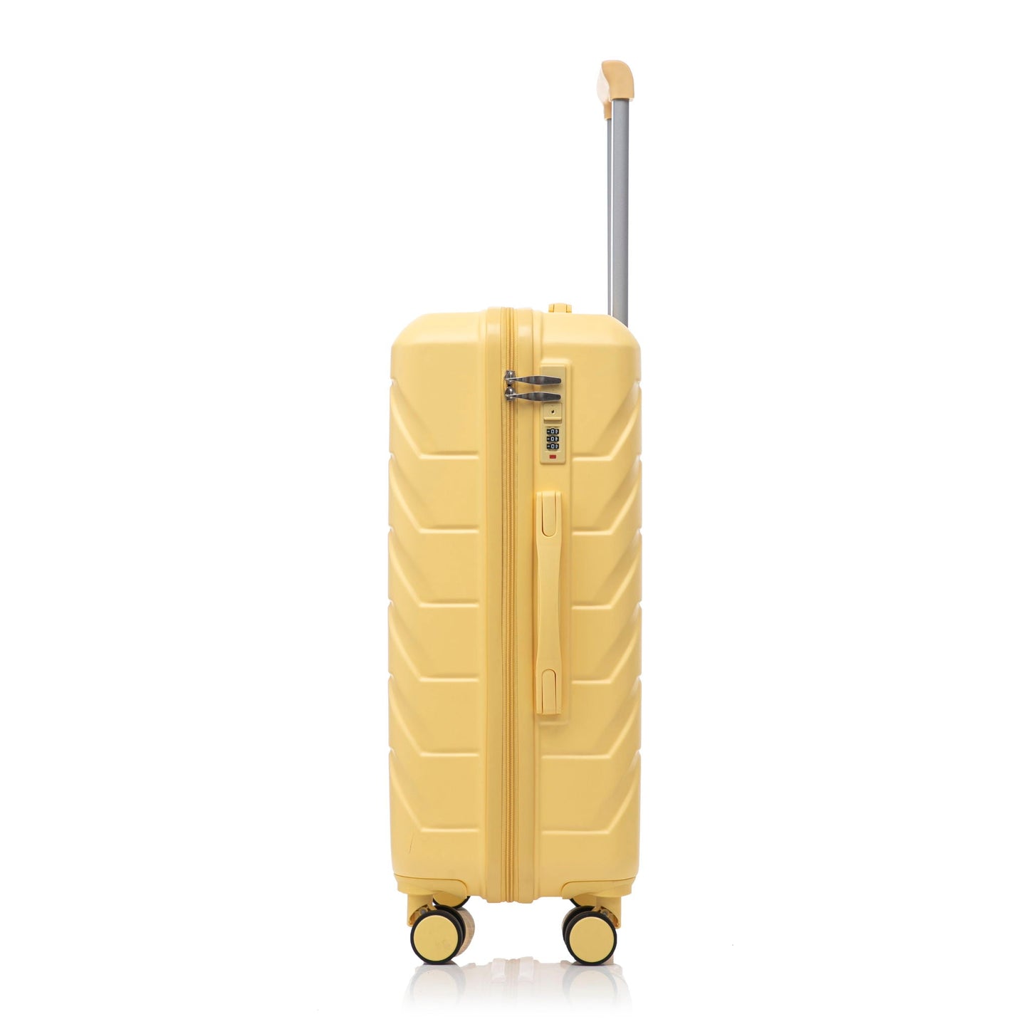 Yellow hard-shell spinner luggage with extended handle and built-in combo lock HouseOfZazla on Tampa Home & Garden Store