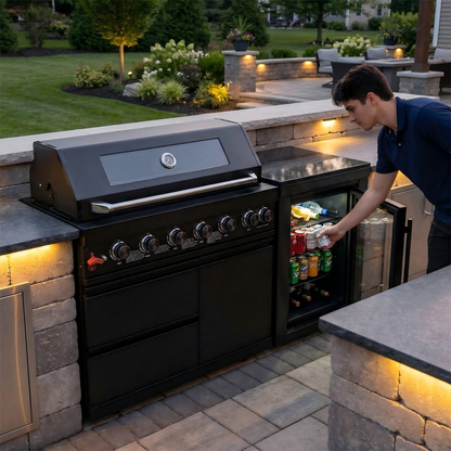 Stainless 6 Burner Propane Grill and Side Shelf