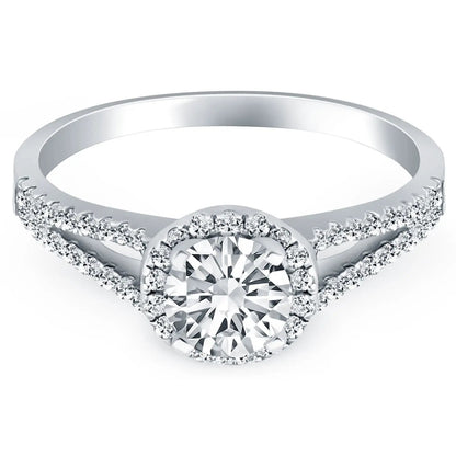 14k white gold diamond halo engagement ring with split shank pavé diamonds by Bids.com on Tampa Home & Garden Store