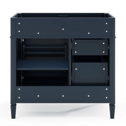 Bathroom vanity base with 2 drawers and tip-out drawer in navy blue by Unique Piece Furniture on Tampa Home & Garden Store