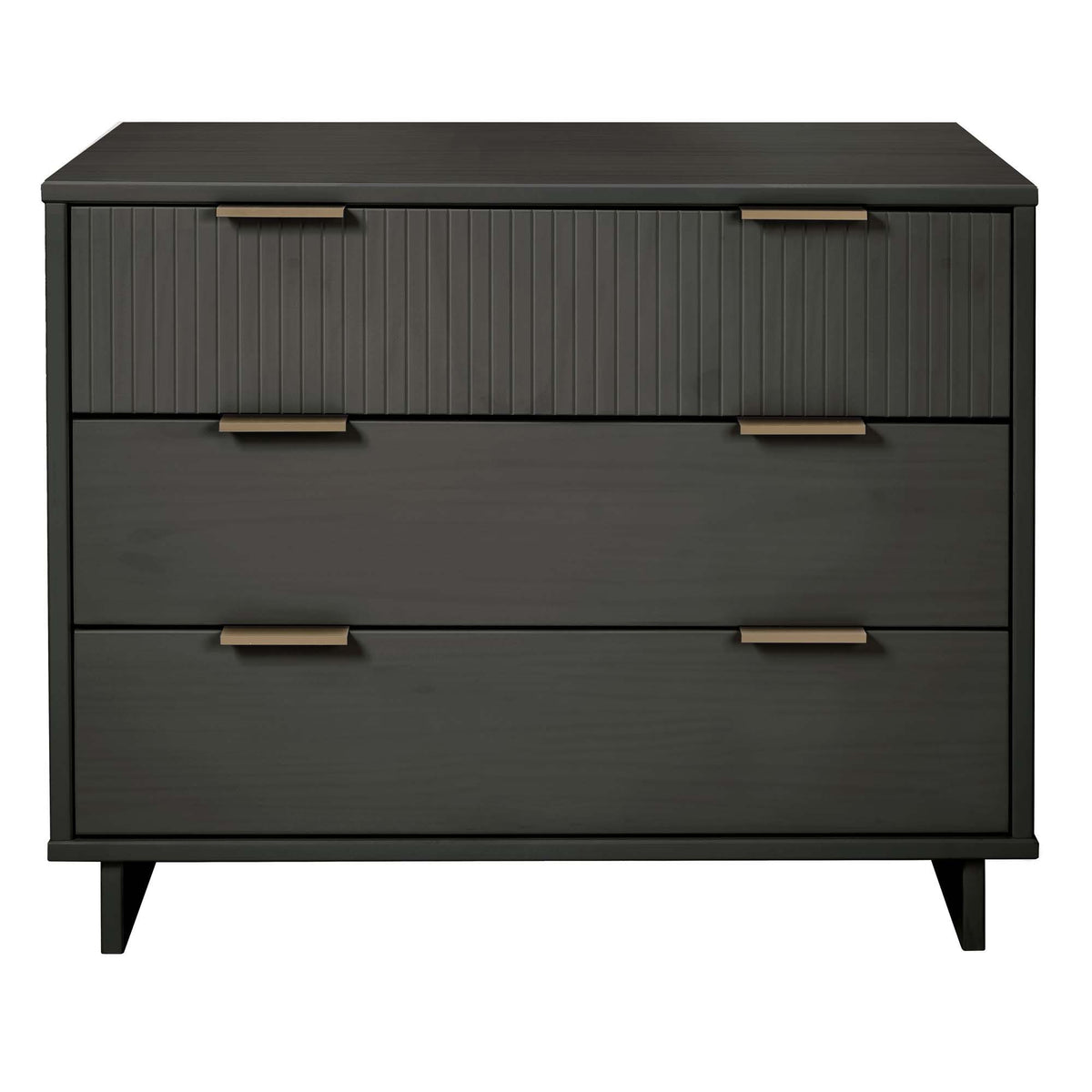 Solid Wood 3-Drawer Dresser with ribbed fronts in dark gray copper-toned handles HouseOfZazla on Tampa Home & Garden Store