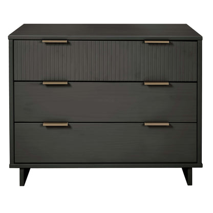 Solid Wood 3-Drawer Dresser with ribbed fronts in dark gray copper-toned handles HouseOfZazla on Tampa Home & Garden Store