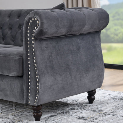 Chesterfield Sofa With Nailhead Trim and Cushions