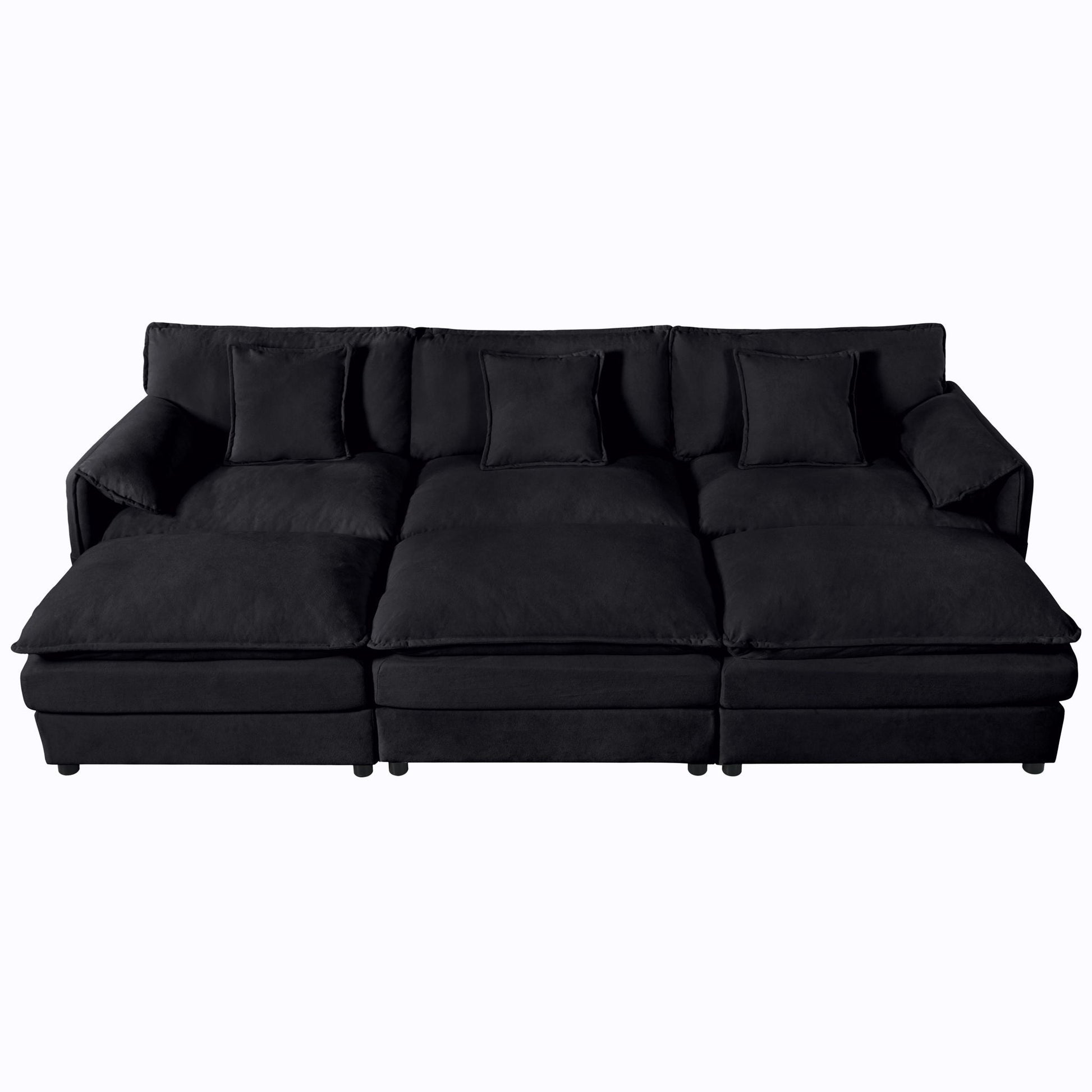 Modern Comfy Deep Seat Sectional Sofa and Ottoman, black fabric, by Unique Piece Furniture on Tampa Home & Garden Store