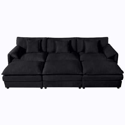 Modern Comfy Deep Seat Sectional Sofa and Ottoman, black fabric, by Unique Piece Furniture on Tampa Home & Garden Store