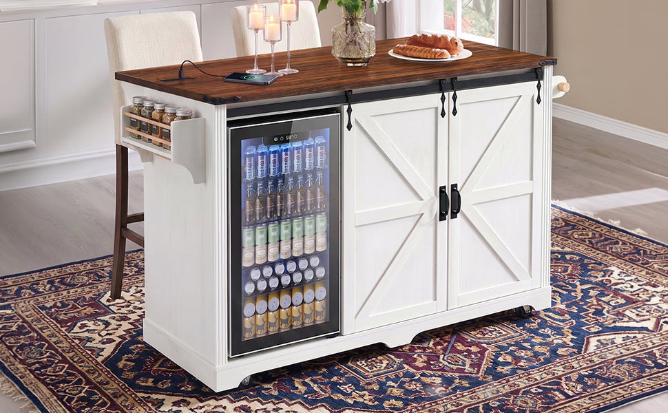 72 Inch Farmhouse Kitchen Island and Storage