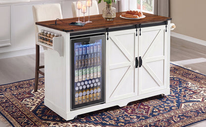 72 Inch Farmhouse Kitchen Island and Storage
