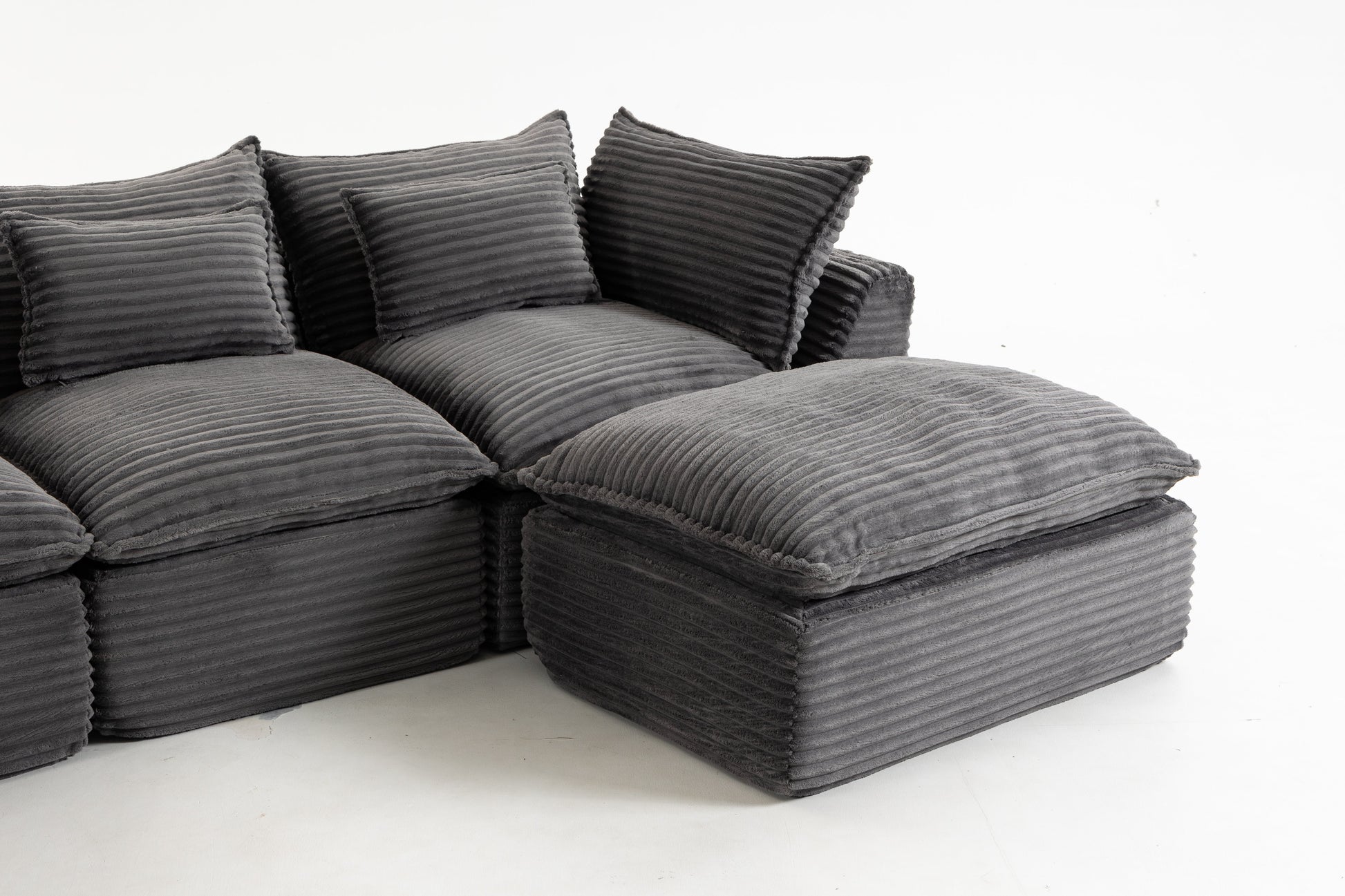 Cloud Couch Oversized Modular Sectional Sofa gray corduroy cushions HouseOfZazla on Tampa Home & Garden Store