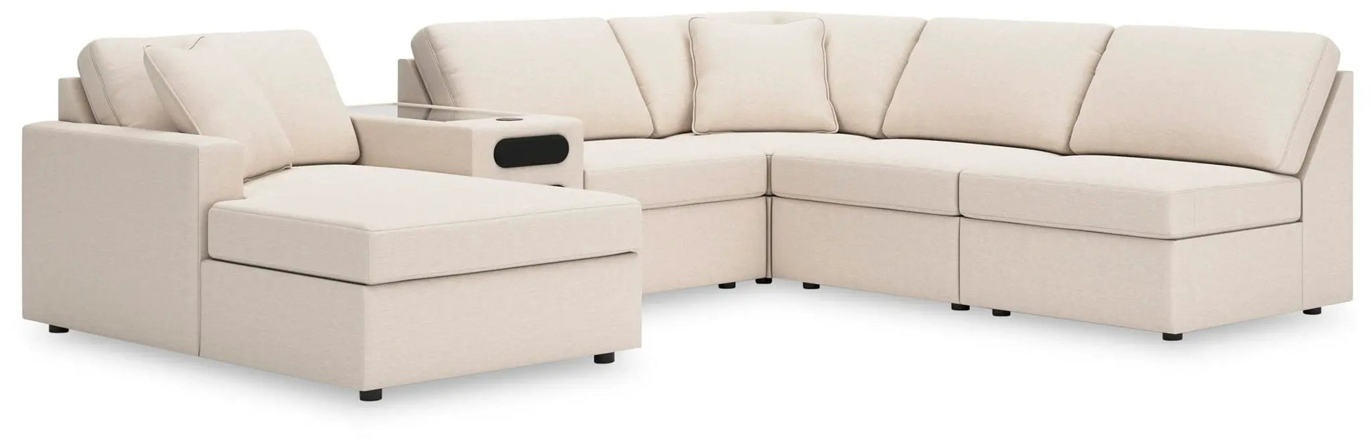 Modmax Oyster beige sectional with chaise and built-in console Unique Piece Furniture on Tampa Home & Garden Store