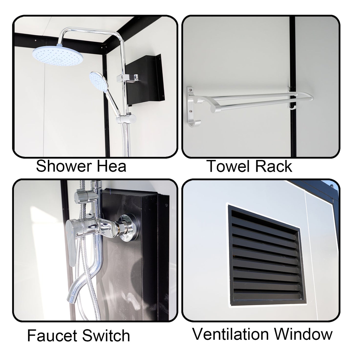 Portable Toilet Unit with Sink Shower and Fan