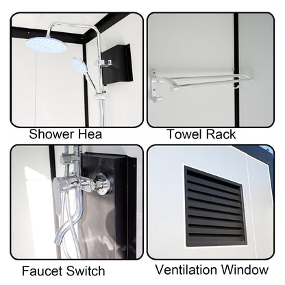 Portable Toilet Unit with Sink Shower and Fan