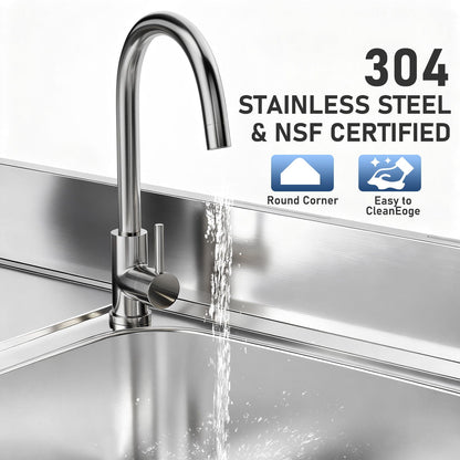 Outdoor 304 stainless steel faucet for utility sink with NSF certified rounded corners on Tampa Home & Garden Store