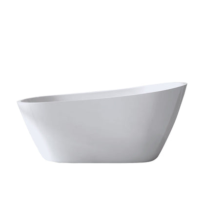 Freestanding white acrylic slipper bathtub by HouseOfZazla with sleek curved silhouette on Tampa Home & Garden Store