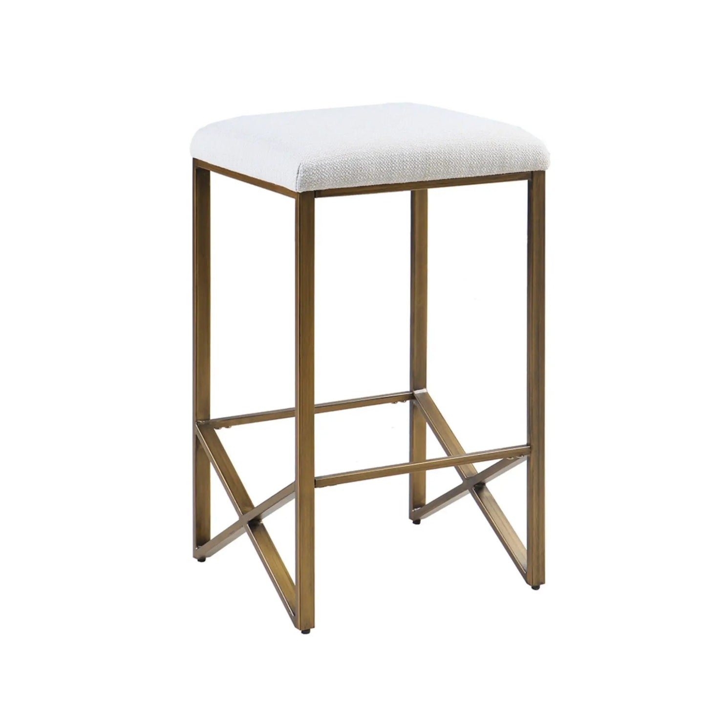 Backless Counter Stool with Padded Seat Ivory