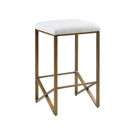 Backless Counter Stool with Padded Seat Ivory