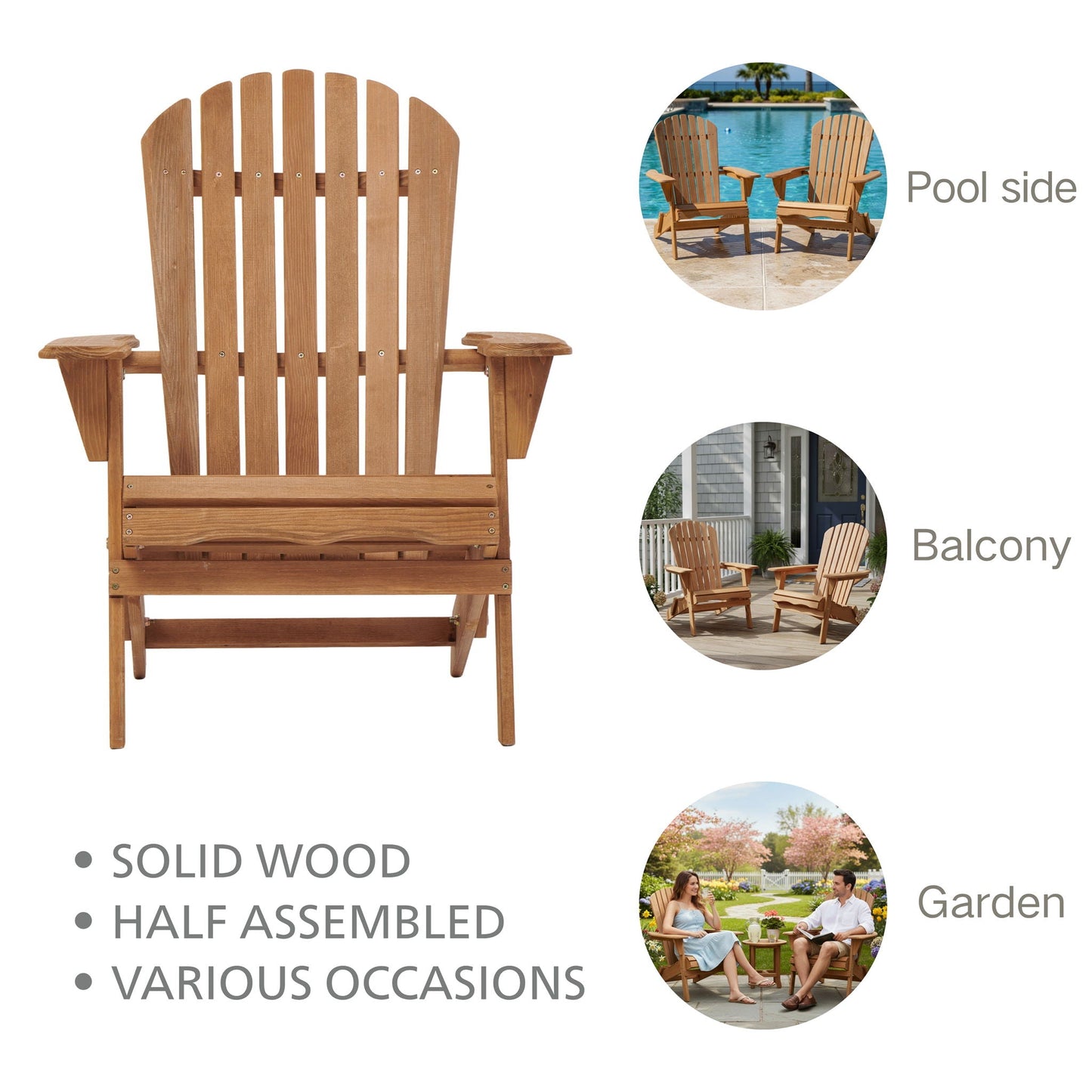 Oversized Folding Adirondack Chair for Patio