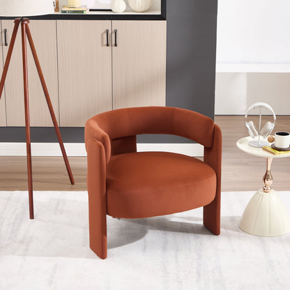 Velvet orange accent chair for living room with rounded back on Tampa Home & Garden Store