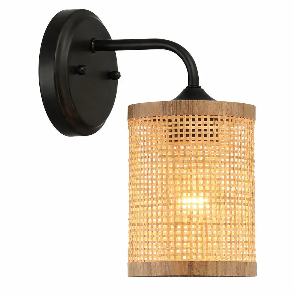 Reef Rustic Wicker Wall Sconce with Natural Shade