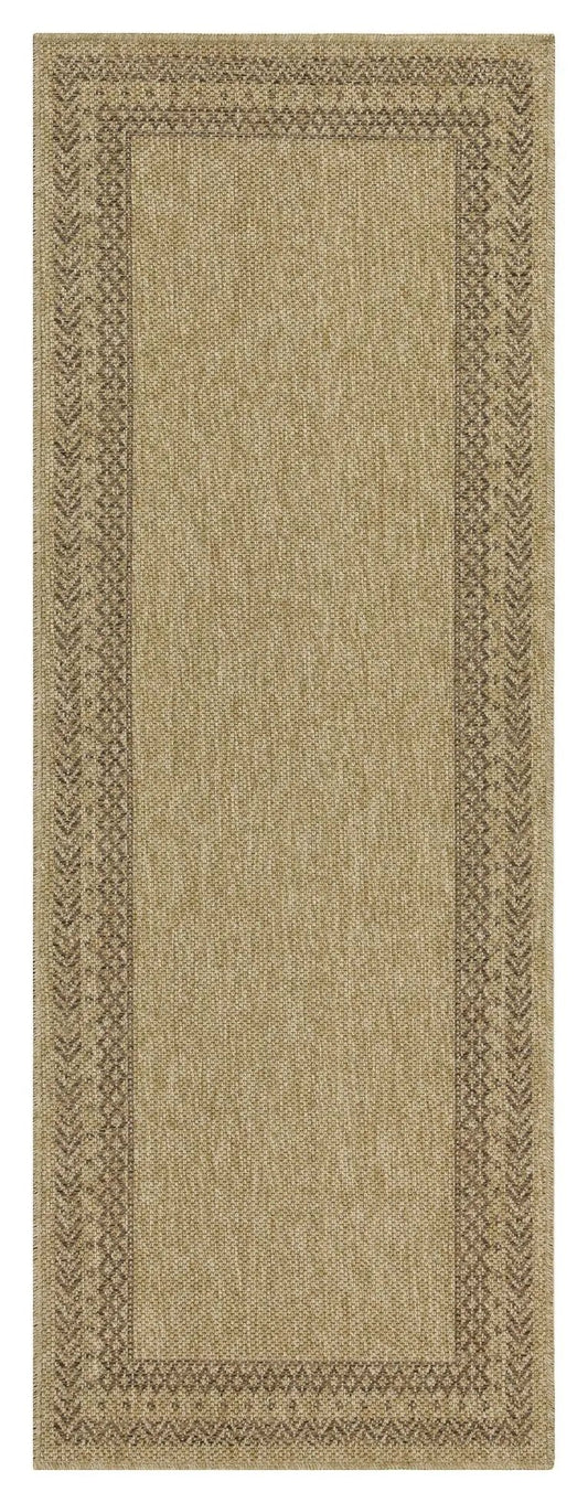 Earth polypropylene indoor outdoor area rug in beige with brown braided border on Tampa Home & Garden Store