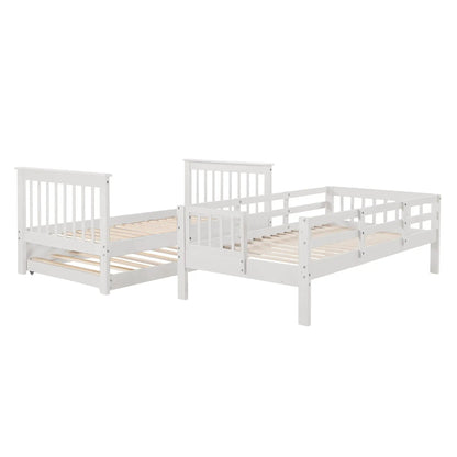 Stairway Bunk Bed with Storage and Guard Rail
