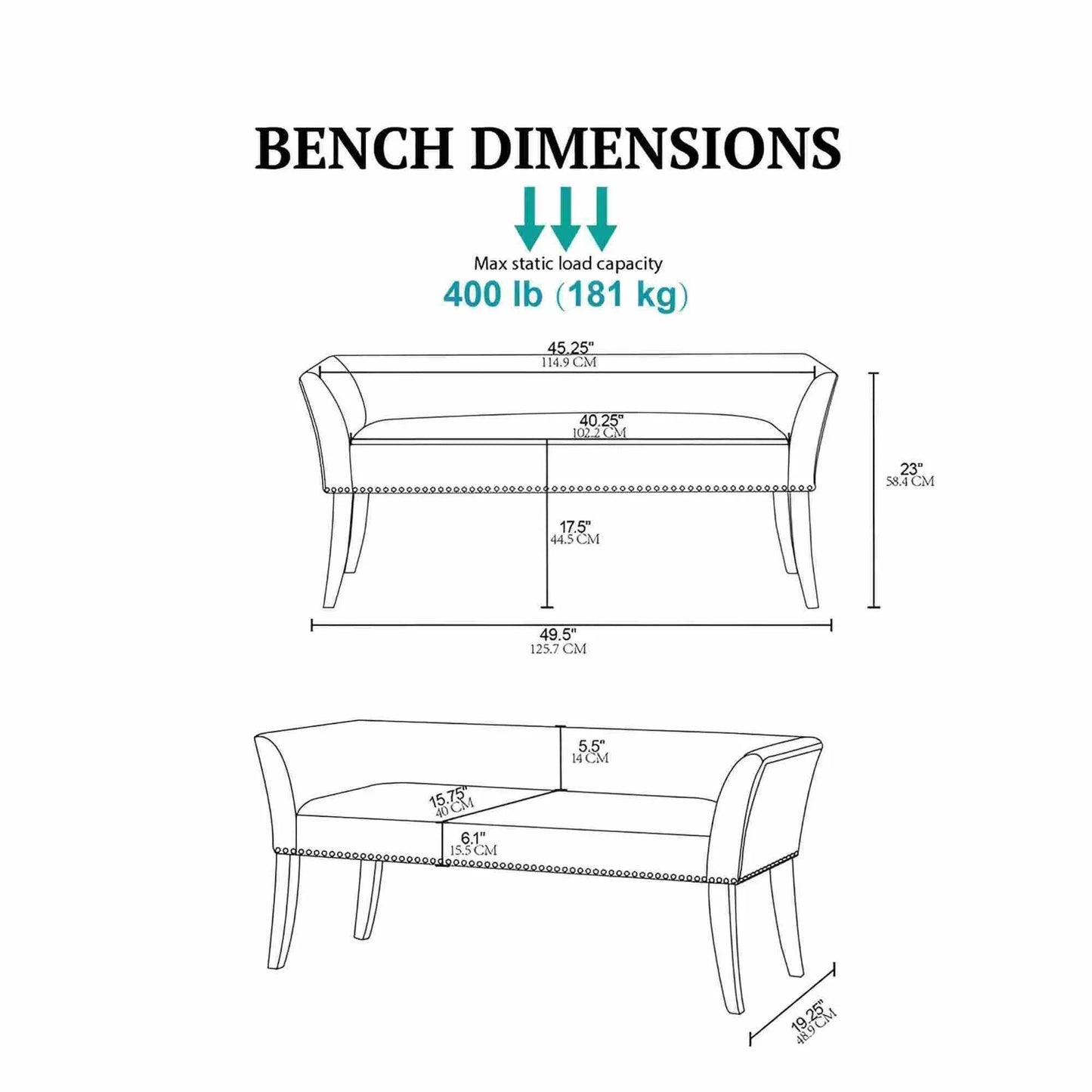 Welburn Upholstered Bench With Padded Back