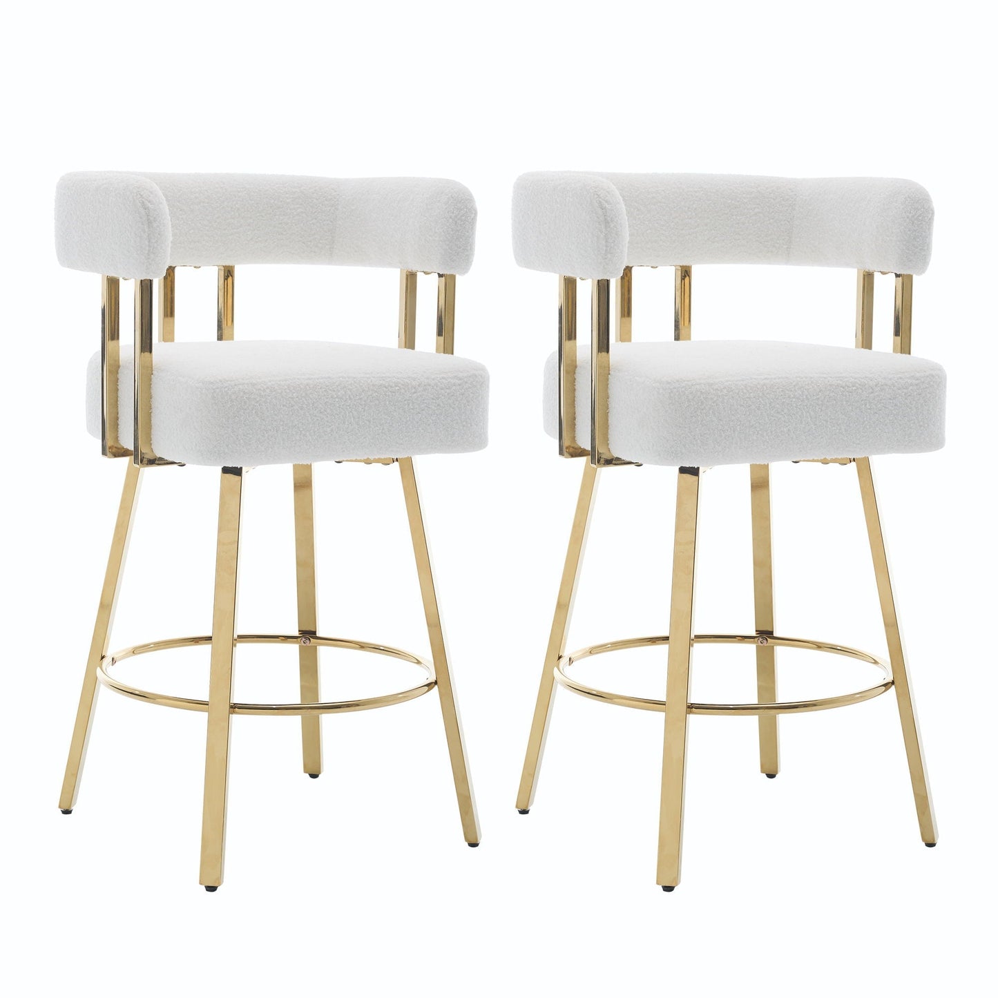 Decorative upholstered side chair set of 2 in white fabric with gold legs HouseOfZazla on Tampa Home & Garden Store
