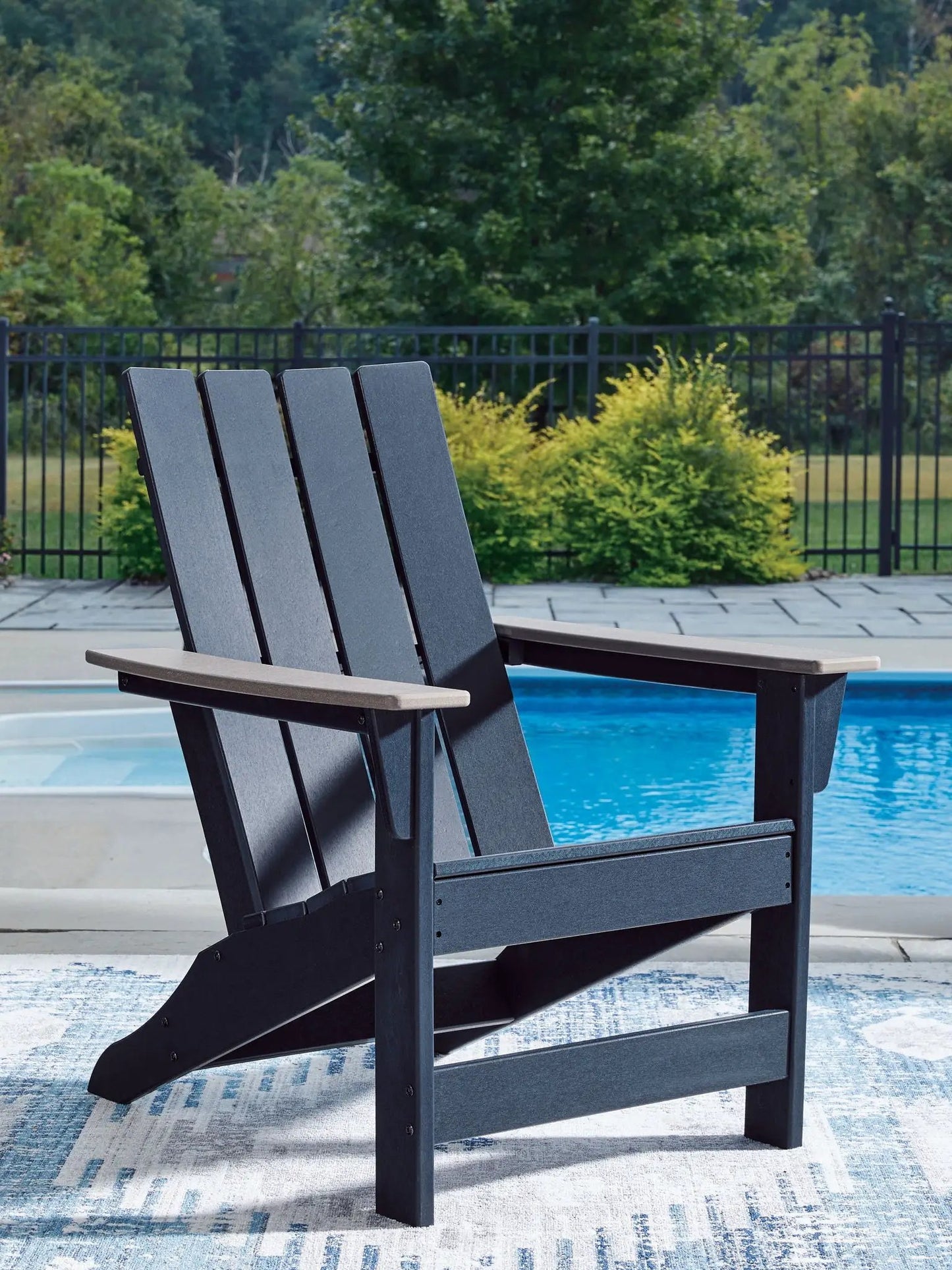 East Beach Adirondack chairs, four black seats with beige armrests by Unique Piece Furniture on Tampa Home & Garden Store