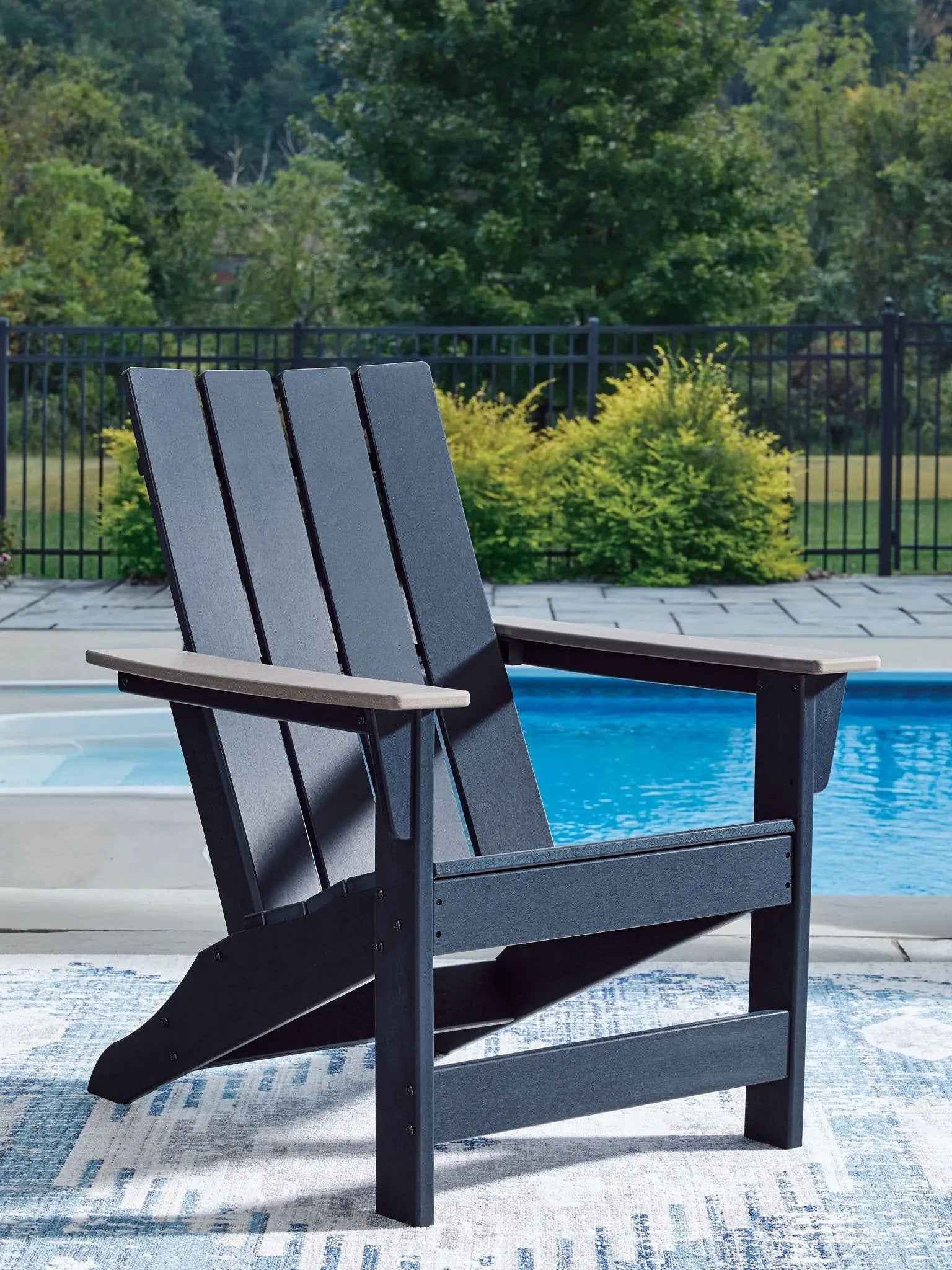 East Beach Adirondack chairs, four black seats with beige armrests by Unique Piece Furniture on Tampa Home & Garden Store