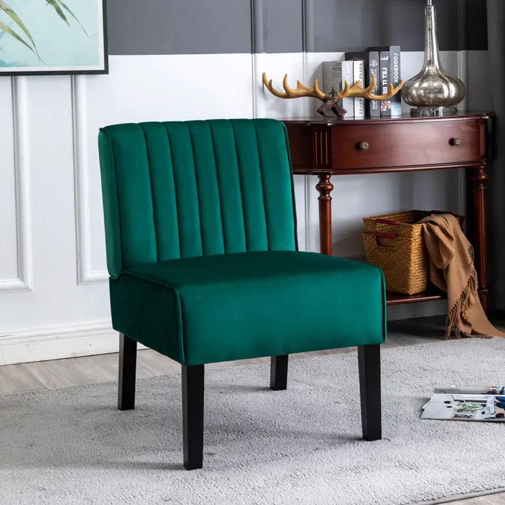 Reese mid-century modern velvet accent chair, emerald green, black legs by Unique Piece Furniture on Tampa Home & Garden Store