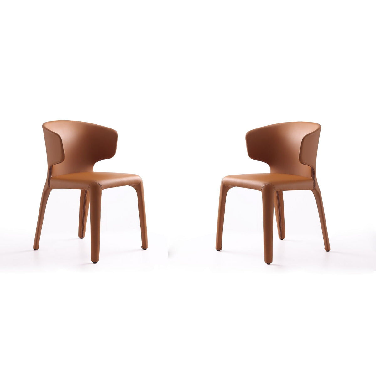 Conrad Dining Chair Set of 2 by HouseOfZazla in tan leather with metal frame on Tampa Home & Garden Store