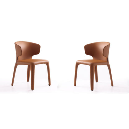 Conrad Dining Chair Set of 2 by HouseOfZazla in tan leather with metal frame on Tampa Home & Garden Store