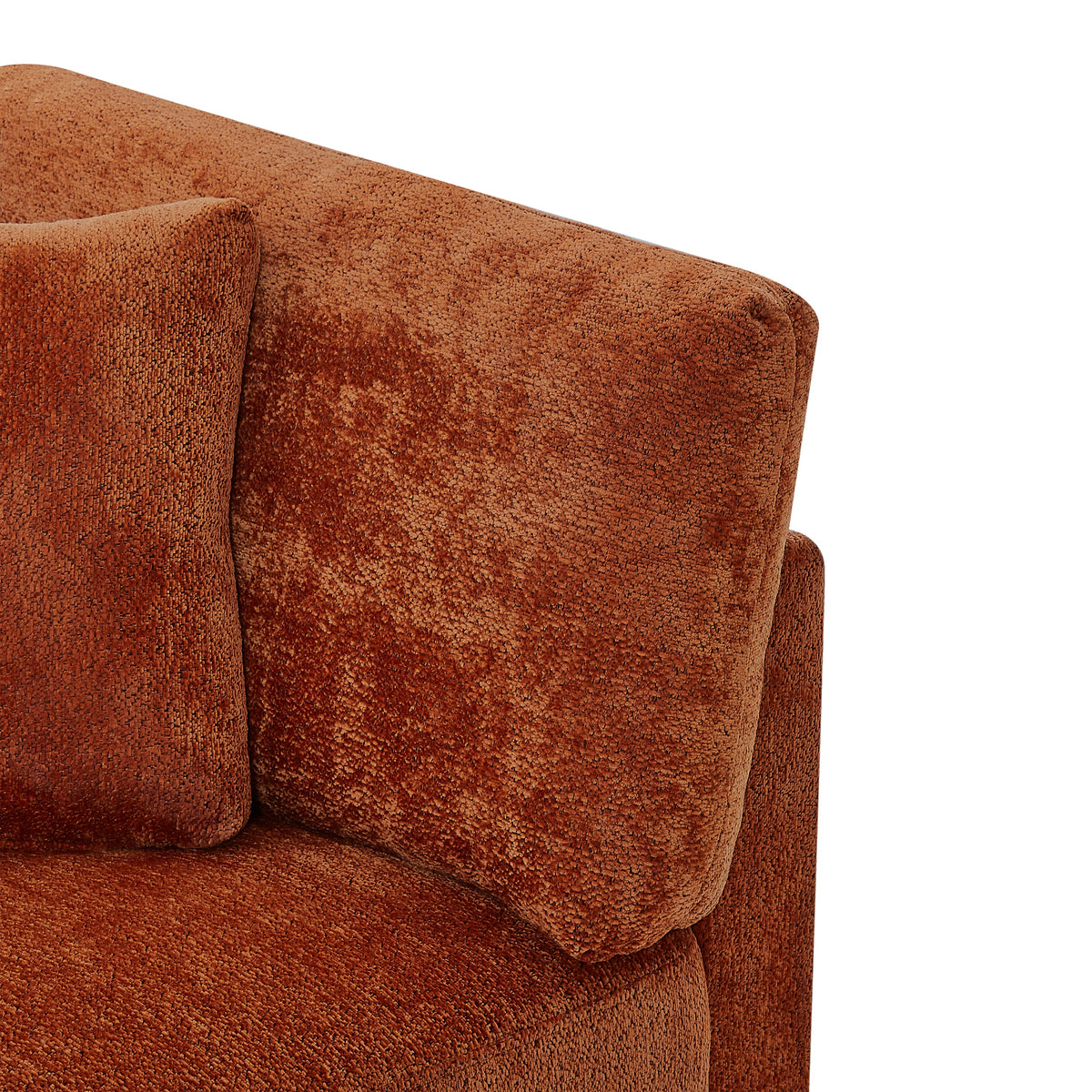 Modern Flared Arms Sofa in a Caramel Chenille