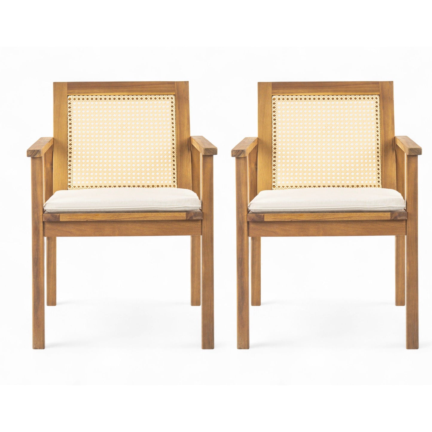 Preston Outdoor Dining Chair With Teak and Beige