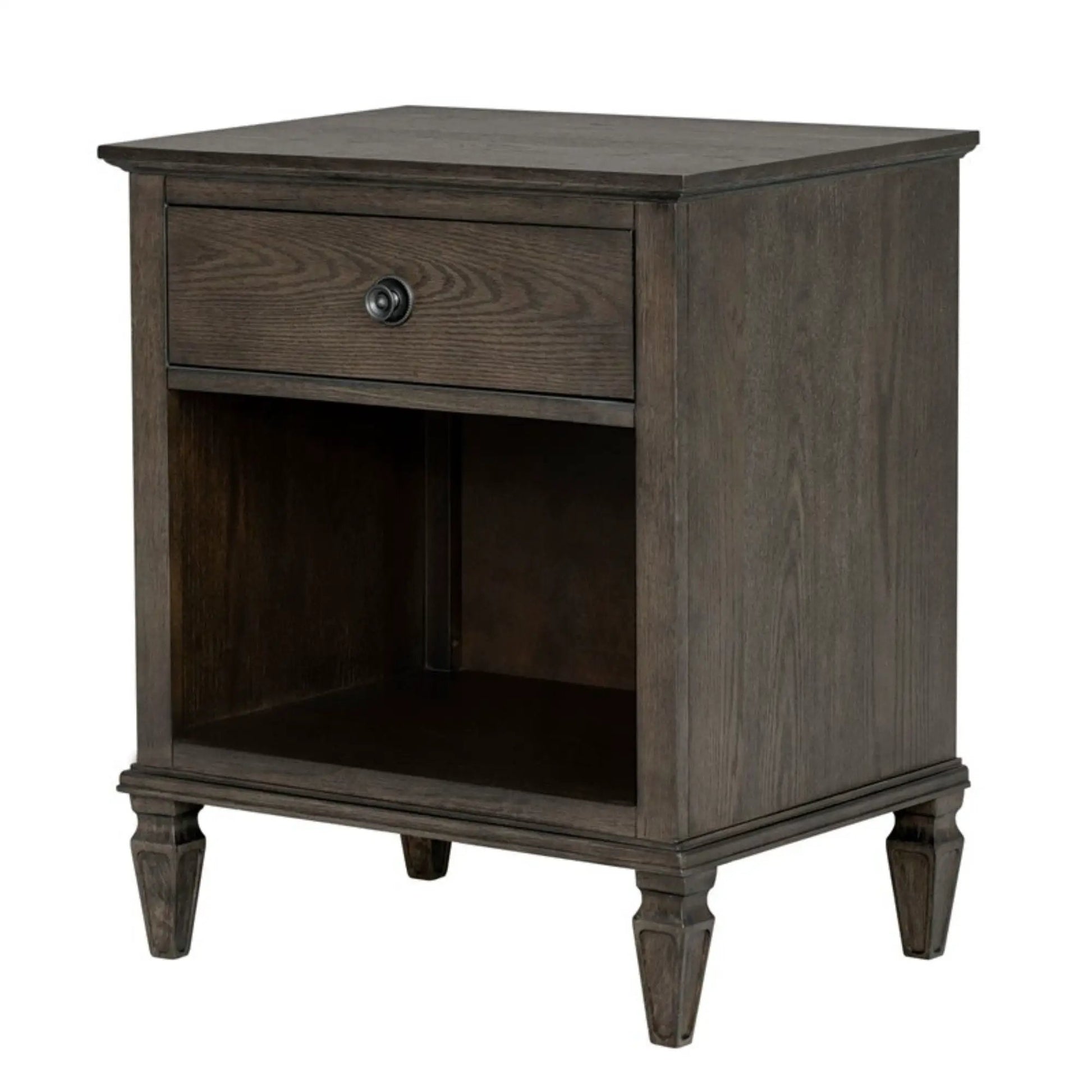 Victoria Nightstand with Open Storage dark wood finish, single drawer Unique Piece Furniture on Tampa Home & Garden Store