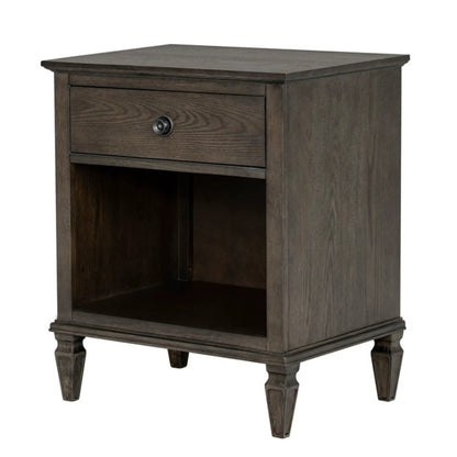 Victoria Nightstand with Open Storage dark wood finish, single drawer Unique Piece Furniture on Tampa Home & Garden Store