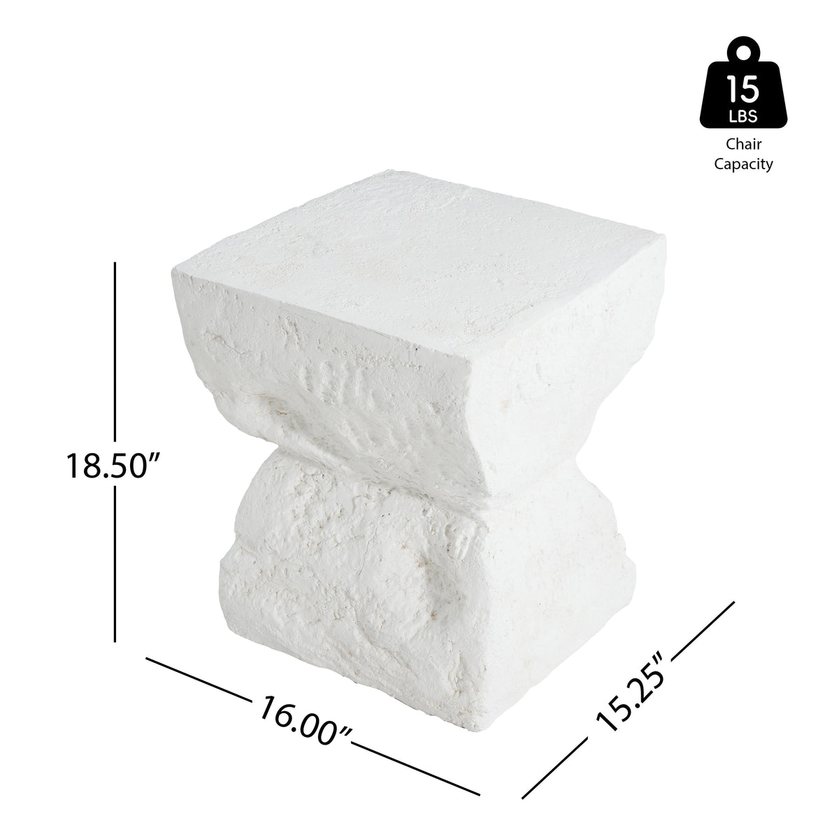 Cleo Outdoor Patio Modern Minimalist MGO Side Table by HouseOfZazla in white stone block design on Tampa Home & Garden Store