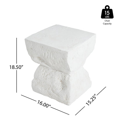 Cleo Outdoor Patio Modern Minimalist MGO Side Table by HouseOfZazla in white stone block design on Tampa Home & Garden Store