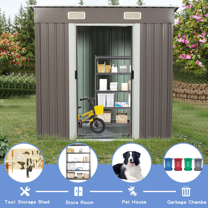 Galvanized Steel Outdoor Storage Shed and Padlock