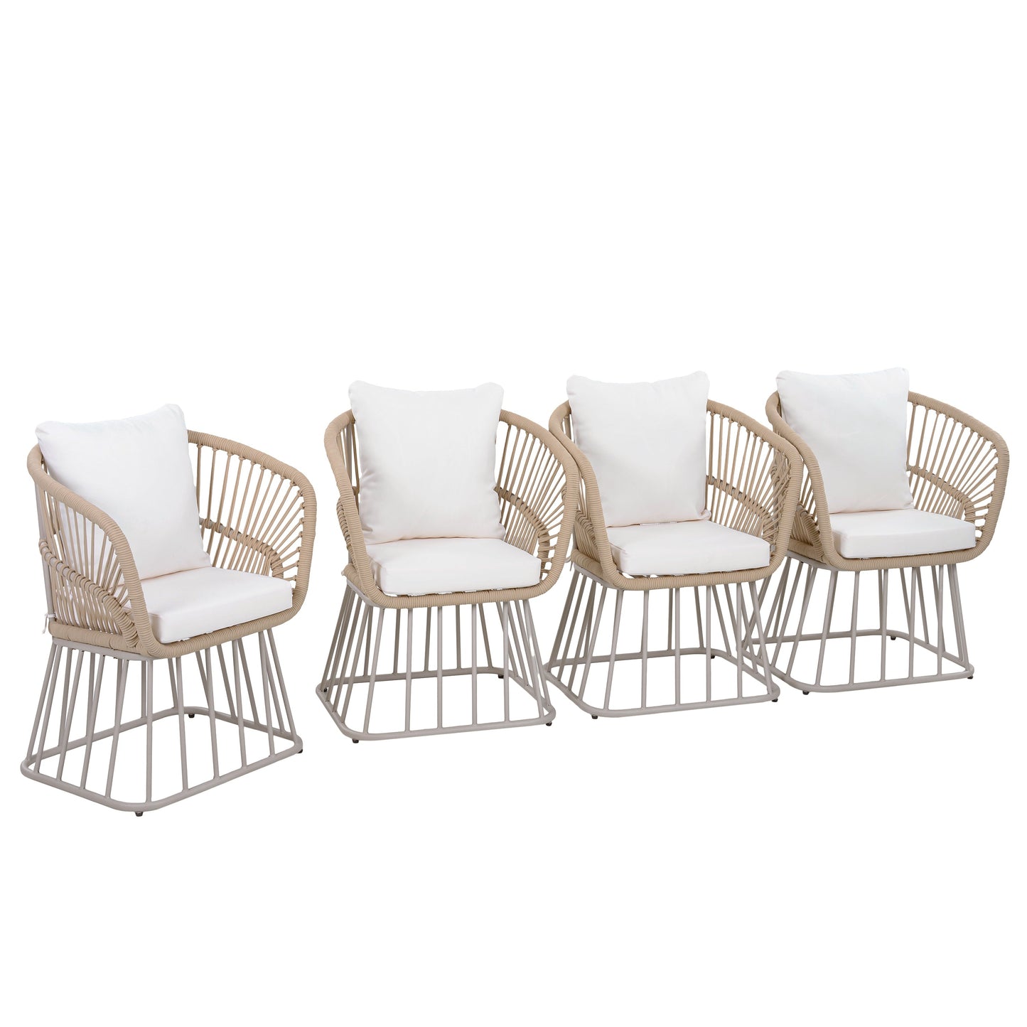 Teak Wicker Outdoor Dining Chair and Steel Frame