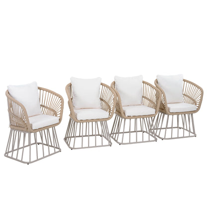 Teak Wicker Outdoor Dining Chair and Steel Frame