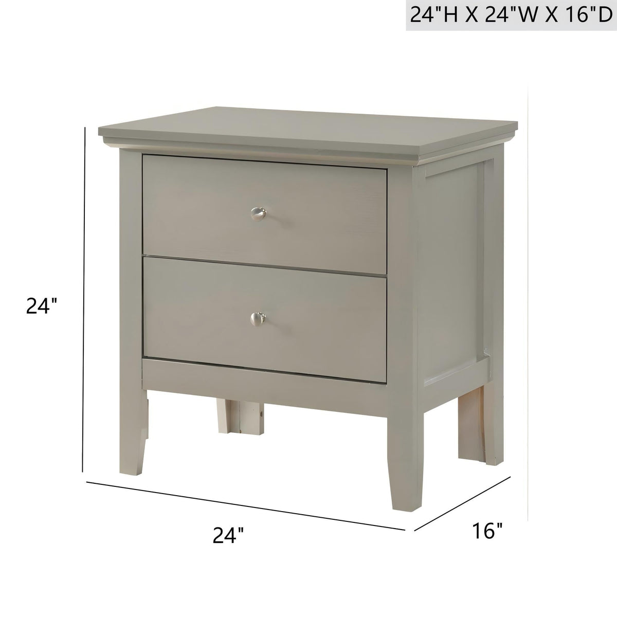 English Dovetailed Nightstand with nickel hardware, gray finish, 3 drawers HouseOfZazla on Tampa Home & Garden Store
