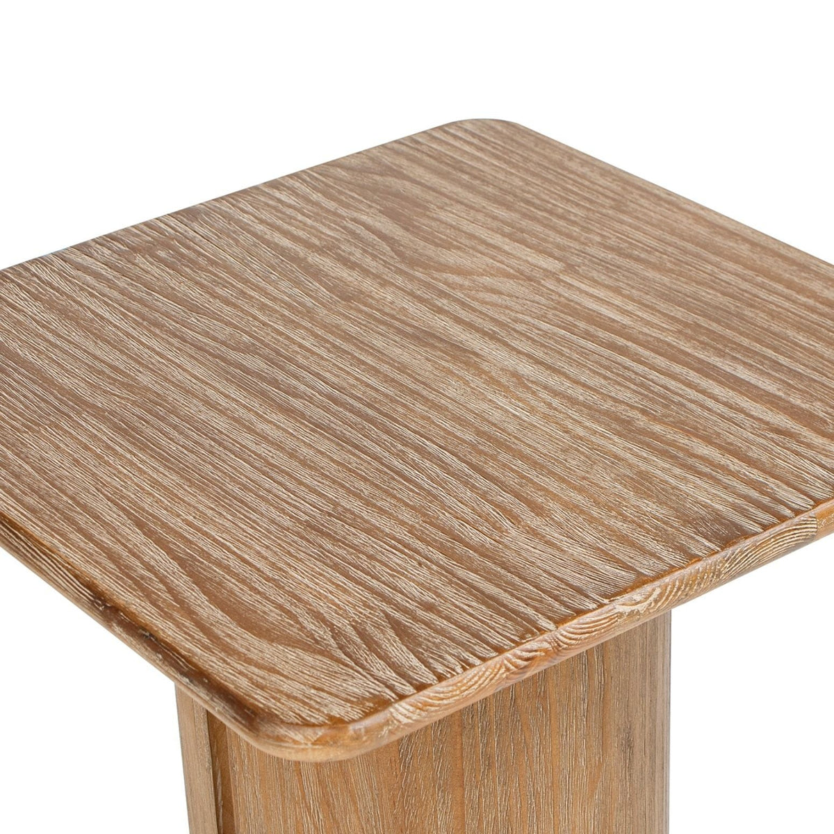 Antique brown square pedestal side table by HouseOfZazla with sculptural pedestal base on Tampa Home & Garden Store