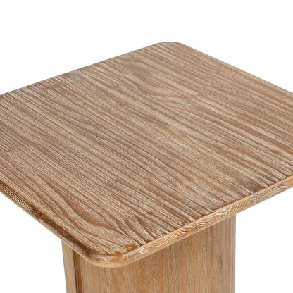Antique brown square pedestal side table by HouseOfZazla with sculptural pedestal base on Tampa Home & Garden Store